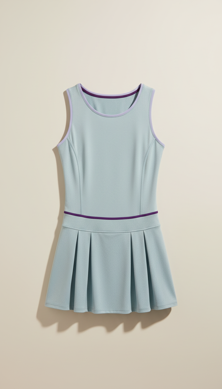 Athletic dress in soft blue fabric