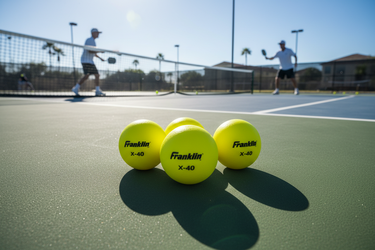 Franklin X-40 pickleball balls on outdoor court