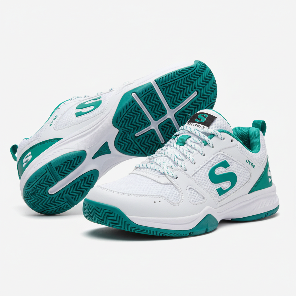 Selkirk Vybe white teal pickleball shoe