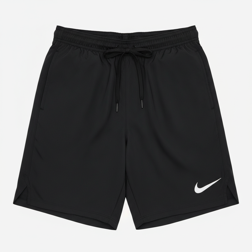 Nike black shorts flat lay top view